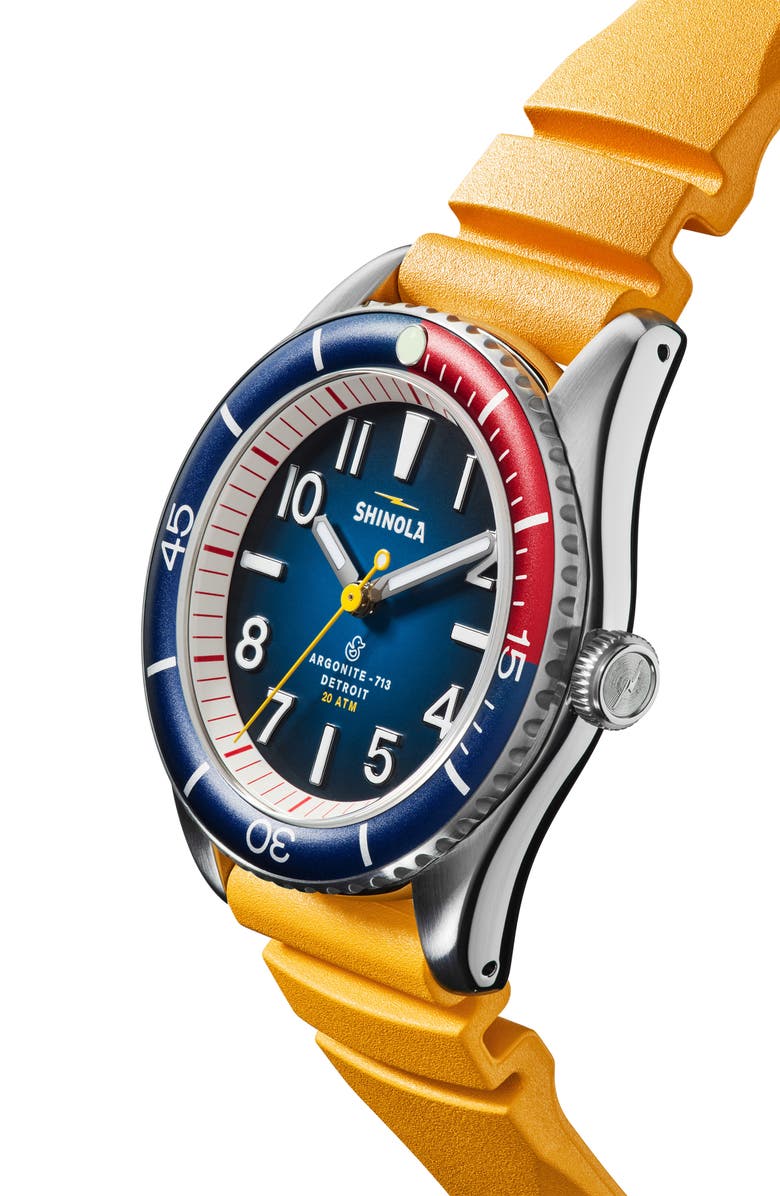 Shinola Duck Rubber Strap Watch, 42mm, Alternate, color,