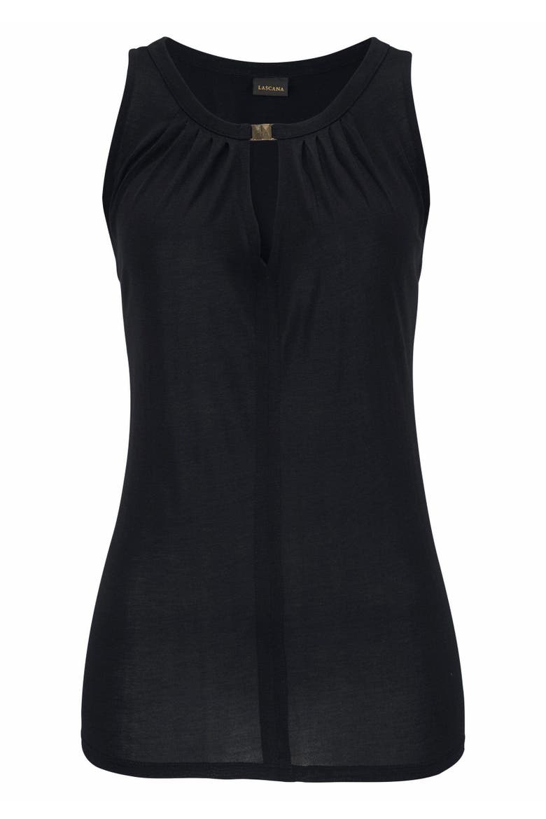 Sleeveless Keyhole Top, Alternate, color, Black