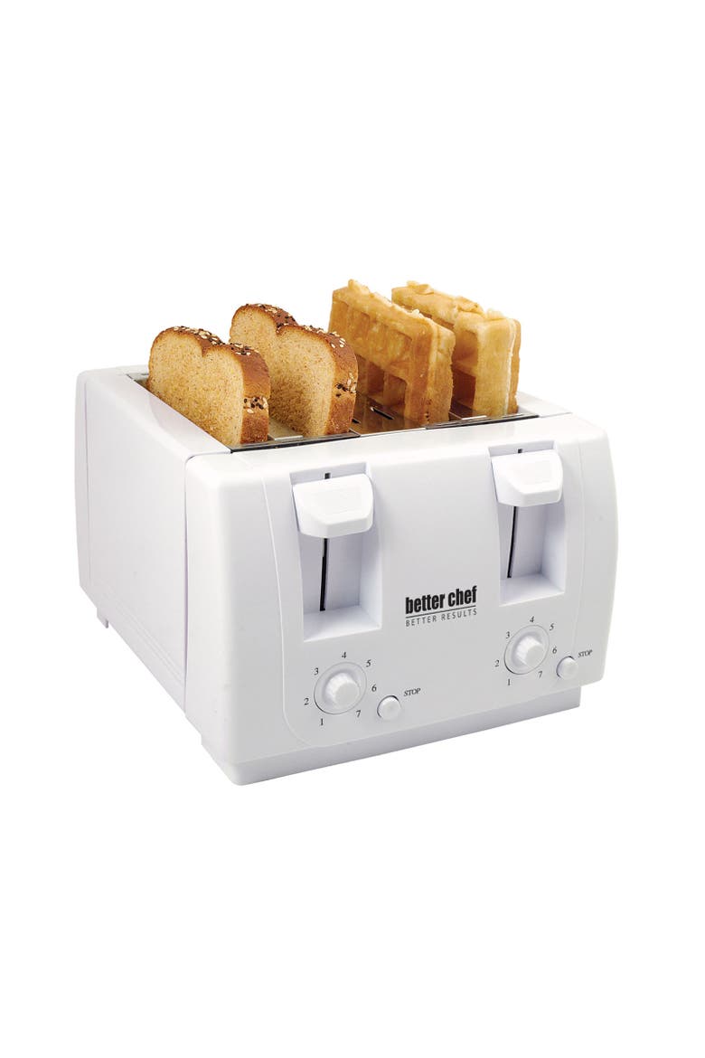 4 Slice Dual Control Toaster, Main, color, White