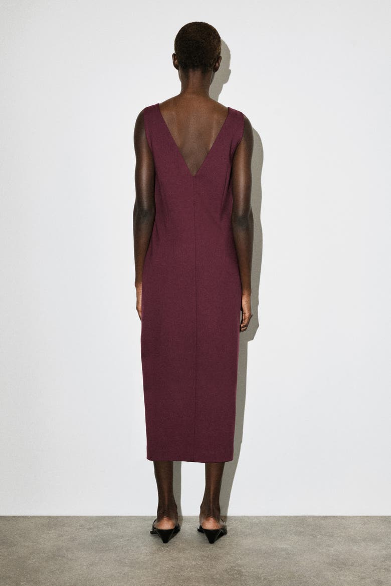 V-Neck Wrapped Midi Dress, Alternate, color, DARK RED