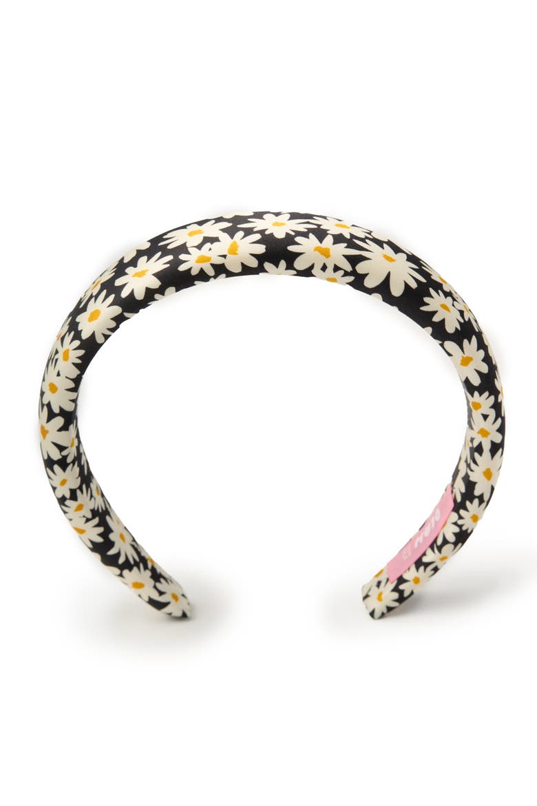Daisy Silk Headband, Alternate, color, Black & White