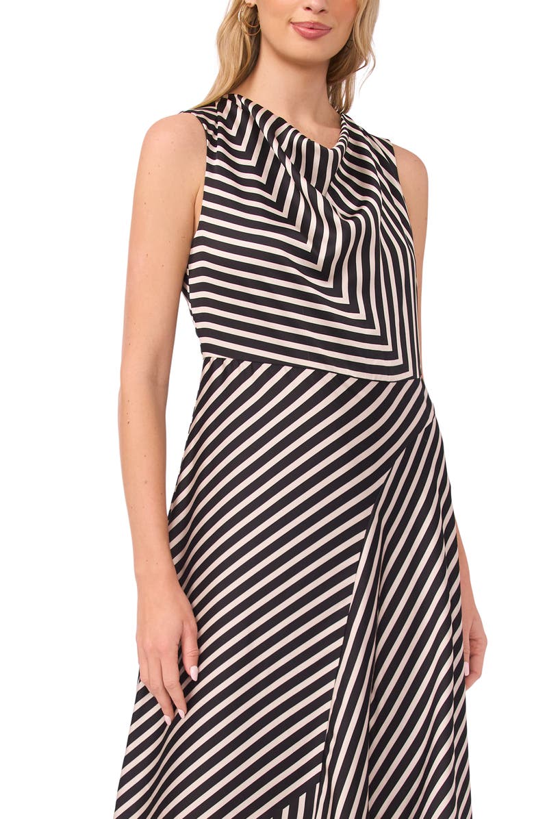 Vince Camuto Stripe Cowl Neck Sleeveless Maxi Dress, Alternate, color, Rich Black