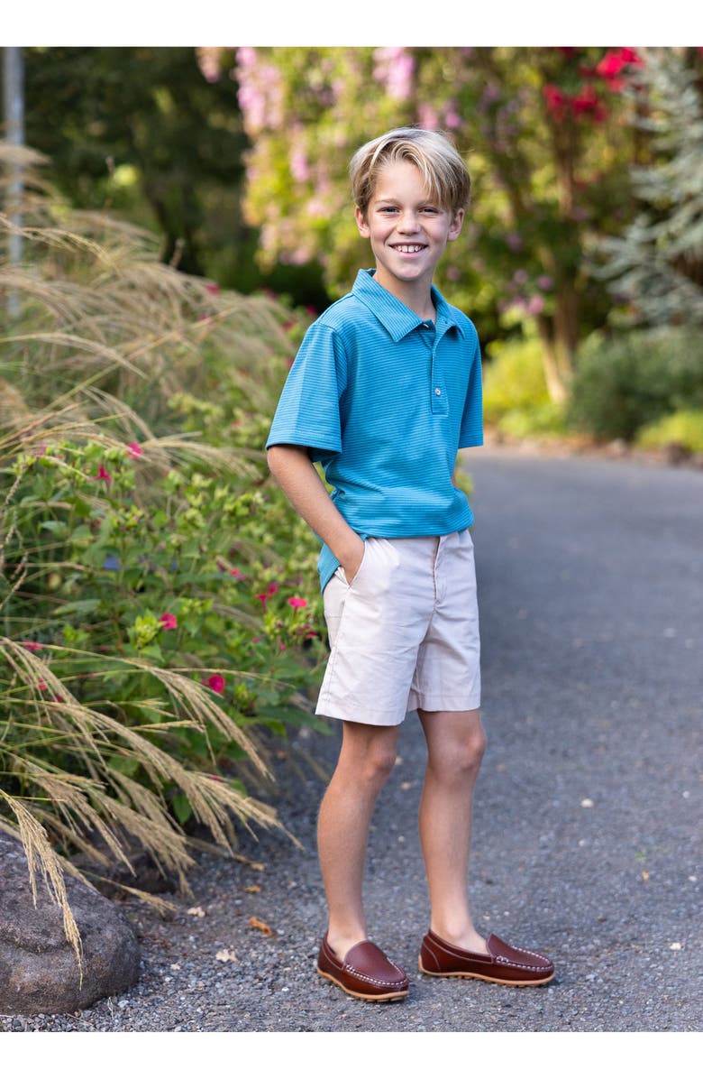 Busy Bees Boys Short Sleeve Polo Blue Green Mini Stripe, Alternate, color, Blue Green Mini Stripe