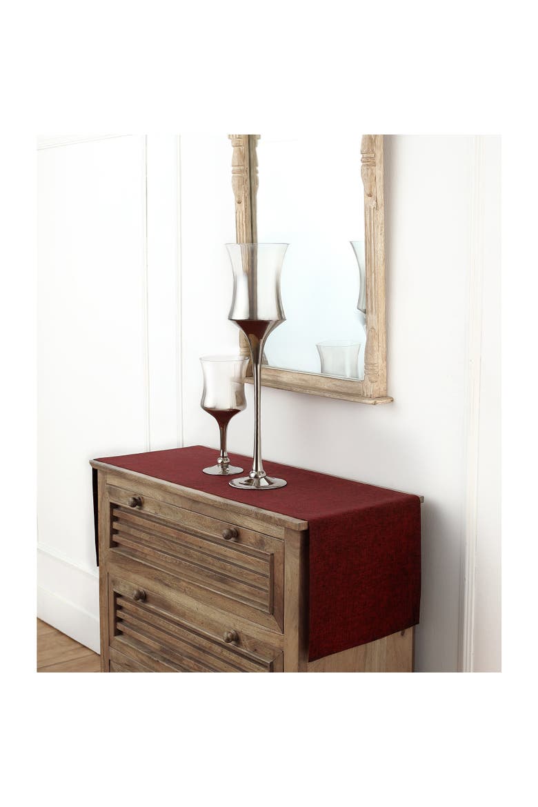Linen Table Runner - Athena, Alternate, color, Red Garnet