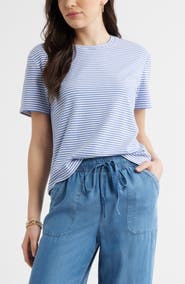 Caslon® Stripe Crop T-Shirt