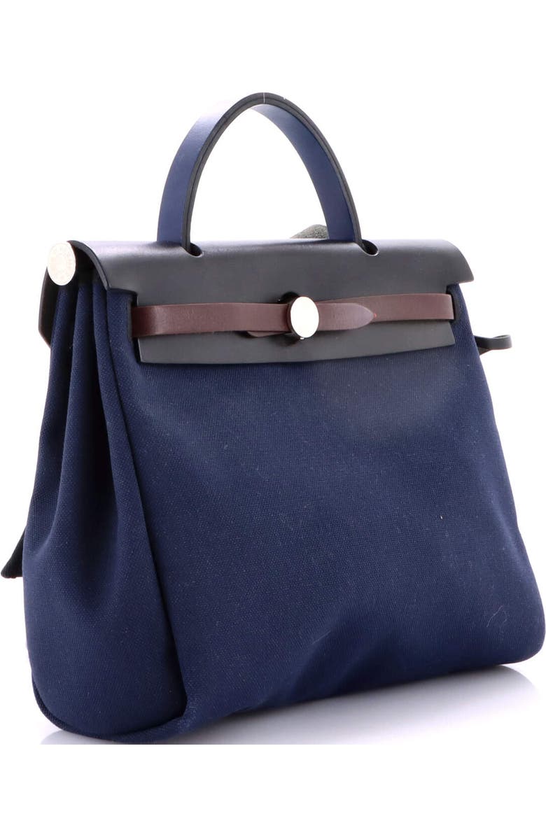 Pre-Owned Hermes Herbag Zip Leather and Toile 31, Alternate, color, Bleu Nuit