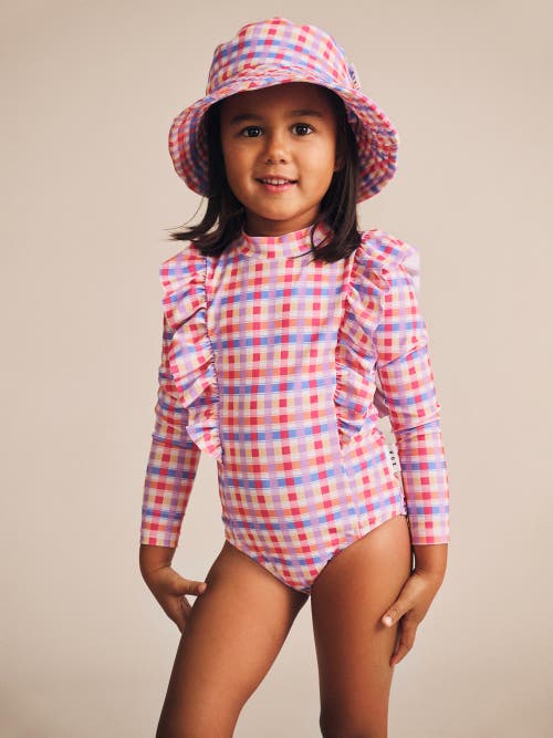 Huxbaby Scandi Frill Swimsuit Rainbow Check In Multi