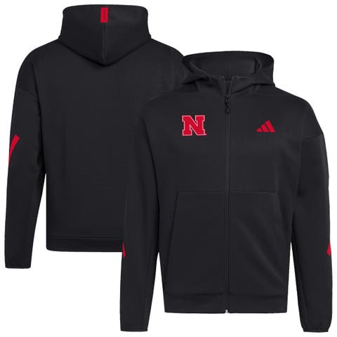 Men's adidas Black Nebraska Huskers Z.N.E. Full-Zip Hoodie
