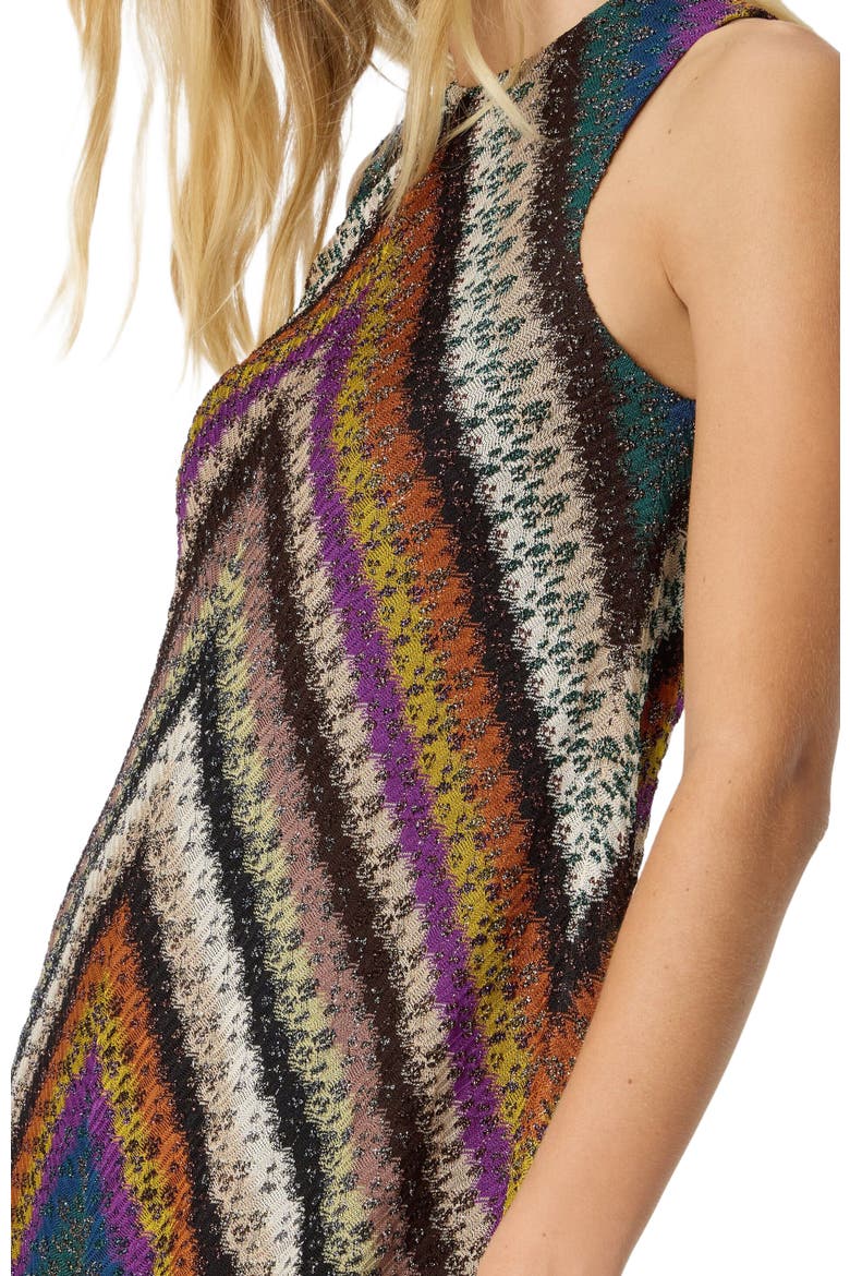 Crew Neck Mini Dress In Perforated Tulle Lace, Alternate, color, Multicoloured