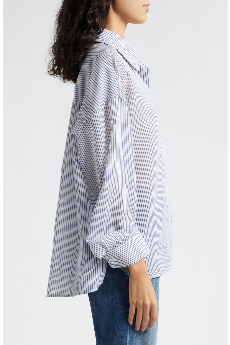 New Earl Stripe Cotton & Silk Button-Up Shirt, Alternate, color, MIDNIGHT MULTI
