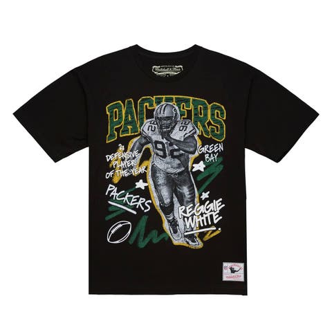 Men's Mitchell & Ness Reggie White Black Green Bay Packers Chalked Up Player Graphic T-Shirt