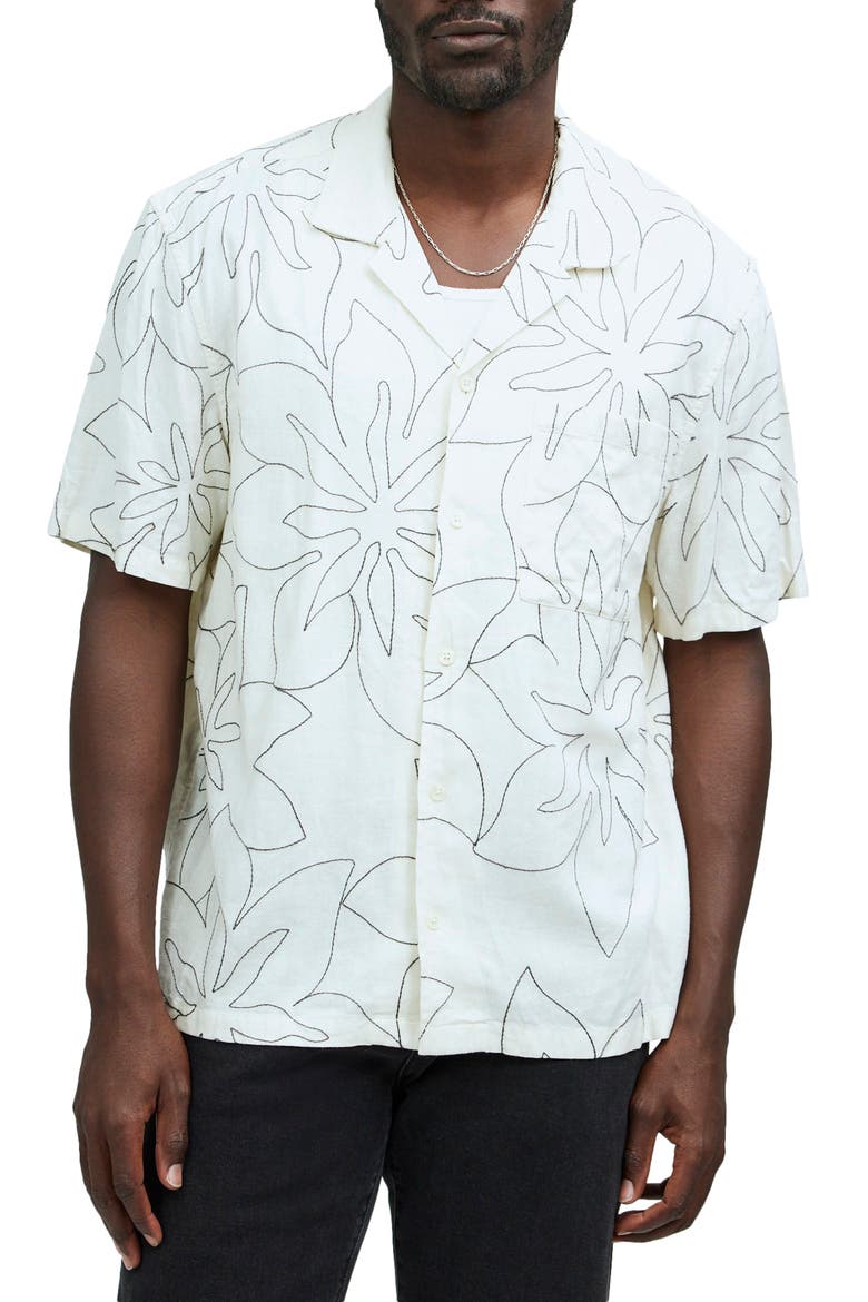 Easy Embroidered Short-Sleeve Shirt, Main, color, ANTIQUE CREAM