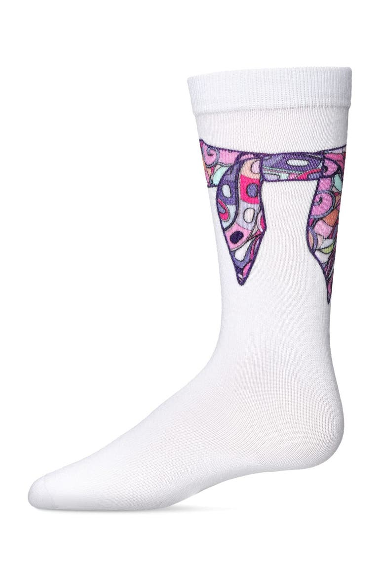 Silk Tie Knot Knee High Sock, Main, color, White