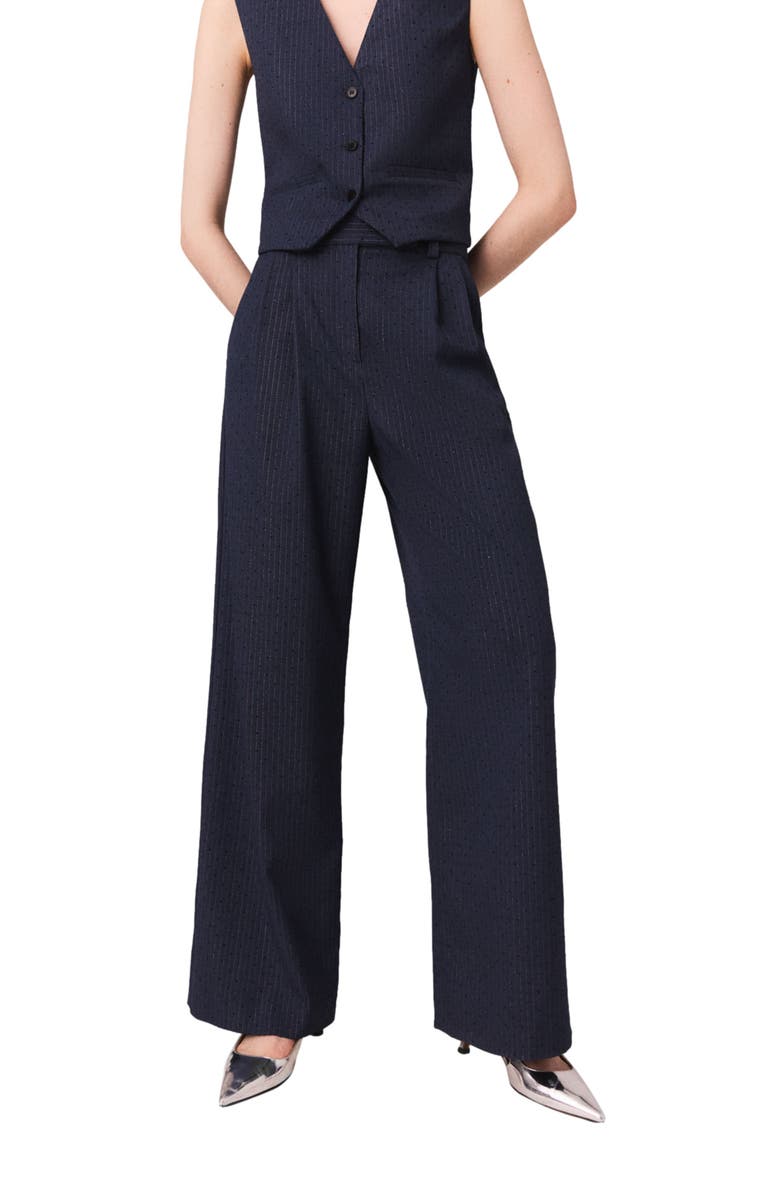 maje Rhinestone suit trousers with pleats, Alternate, color, Blue
