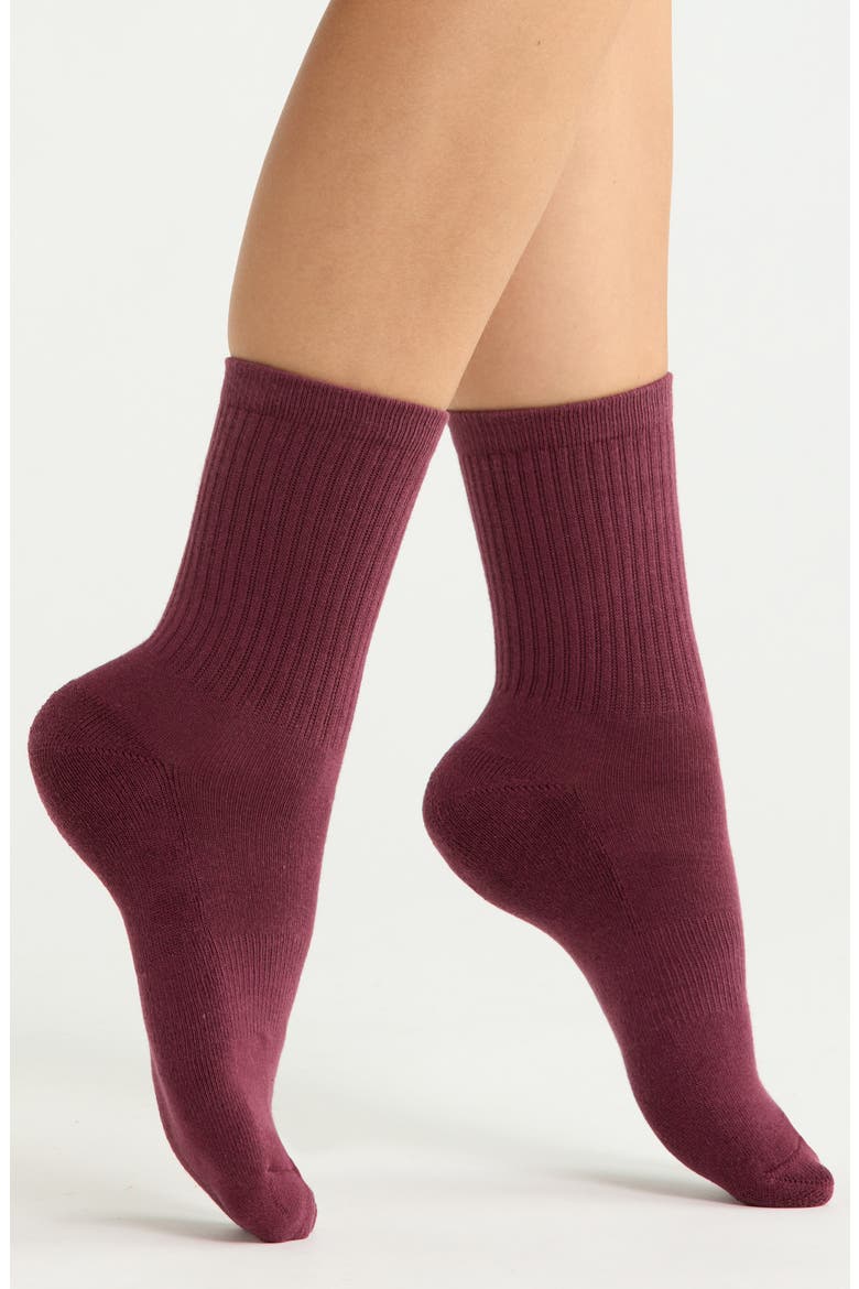Everyday 3-Pack Demi Crew Socks, Main, color, BURGUNDY MULTI
