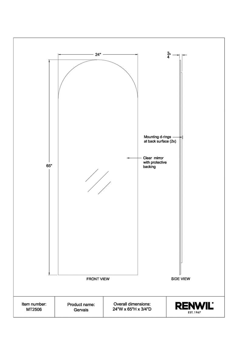 Gervais Full Length Mirror, Alternate, color, ALL GLASS