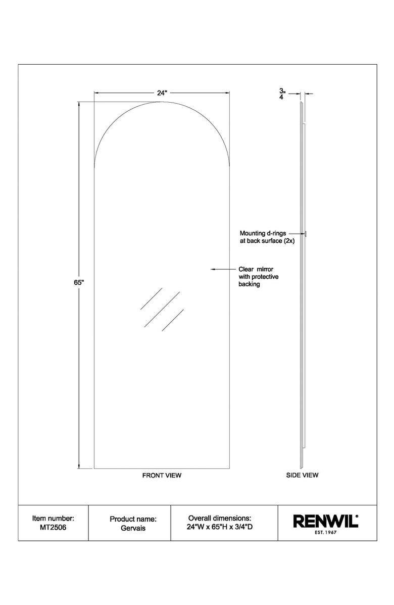 Renwil Gervais Full Length Mirror, Alternate, color, All Glass