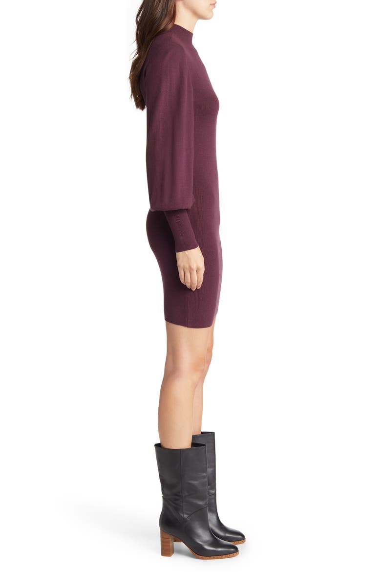 Holly Karris Blouson Sleeve Sweater Dress, Alternate, color, WINETASTING