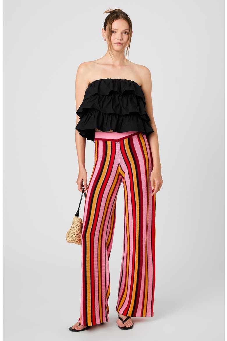 Motley Stripe Knit Flare Pants, Alternate, color, SUNKISSED ORANGE MULTI