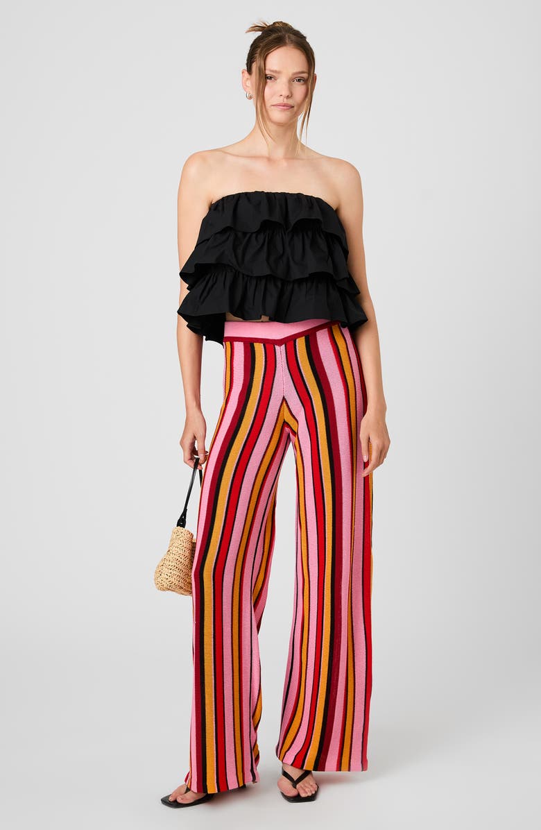 French Connection Motley Stripe Knit Flare Pants, Alternate, color, Sunkissed Orange Multi