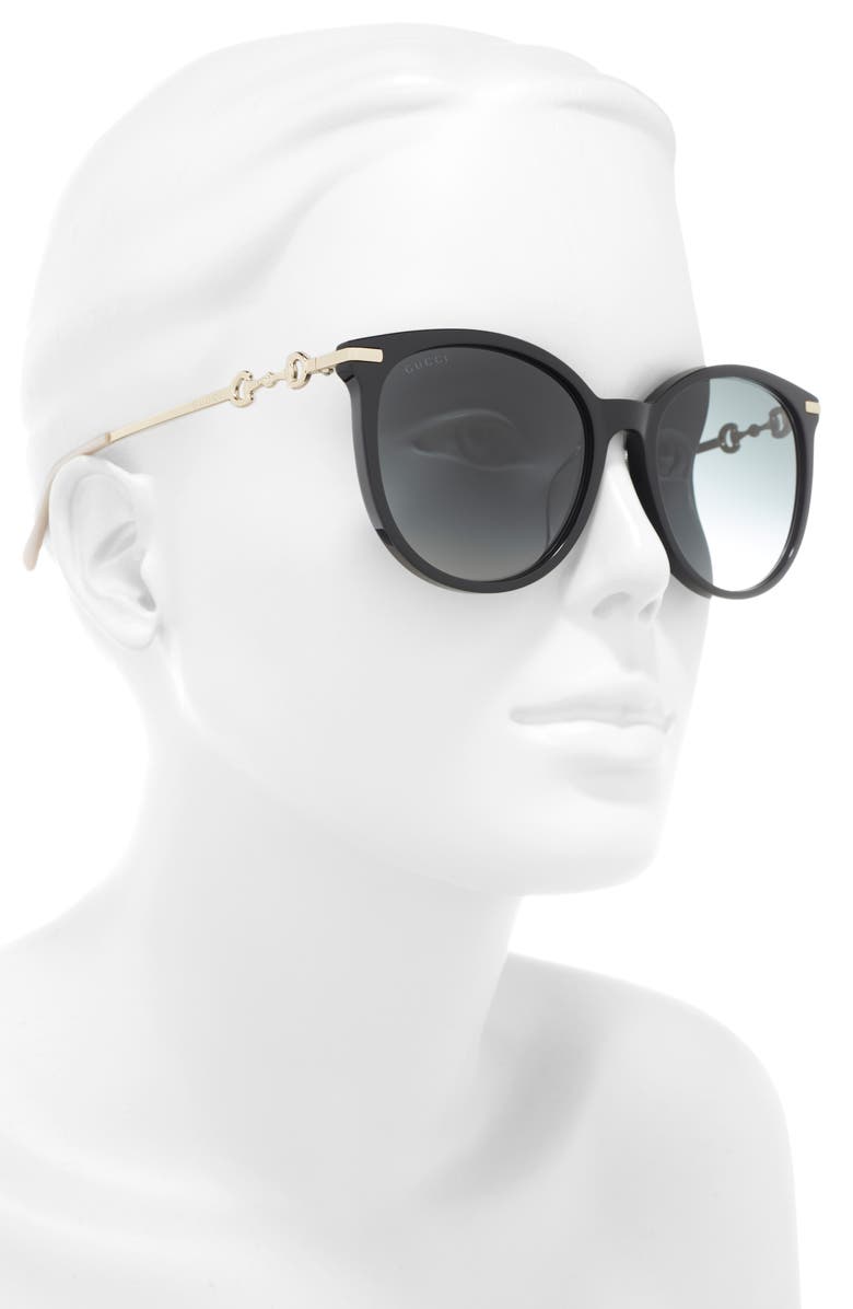 Gucci 56mm Cat Eye Sunglasses, Alternate, color, Black Gold Grey