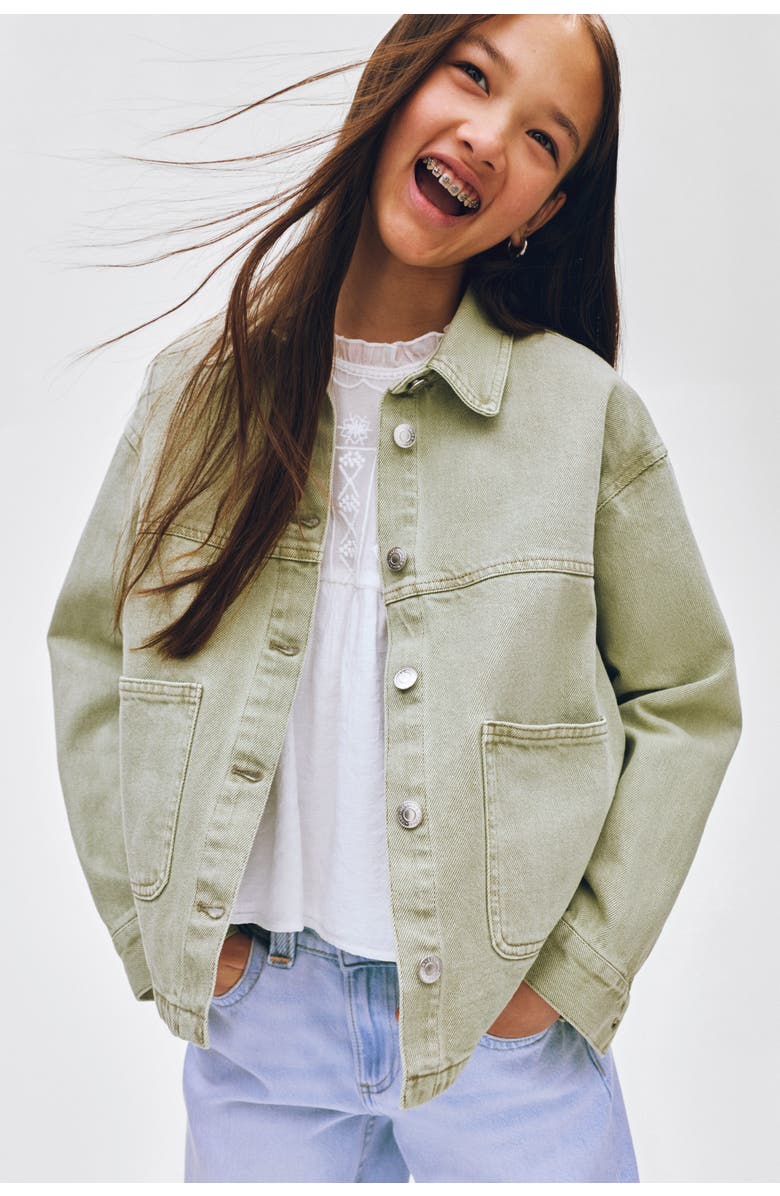 H&M Cotton Twill Overshirt, Alternate, color, Light Khaki Green