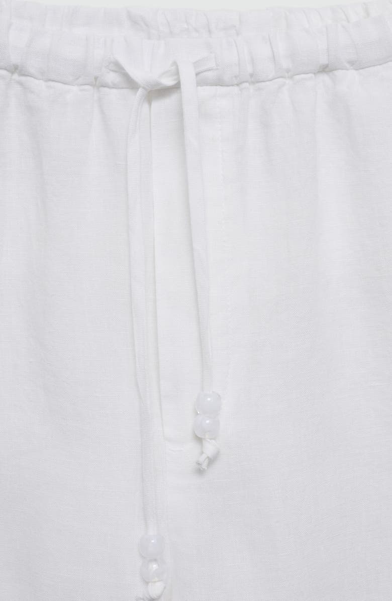 MANGO Linen Drawstring Pants, Alternate, color, White