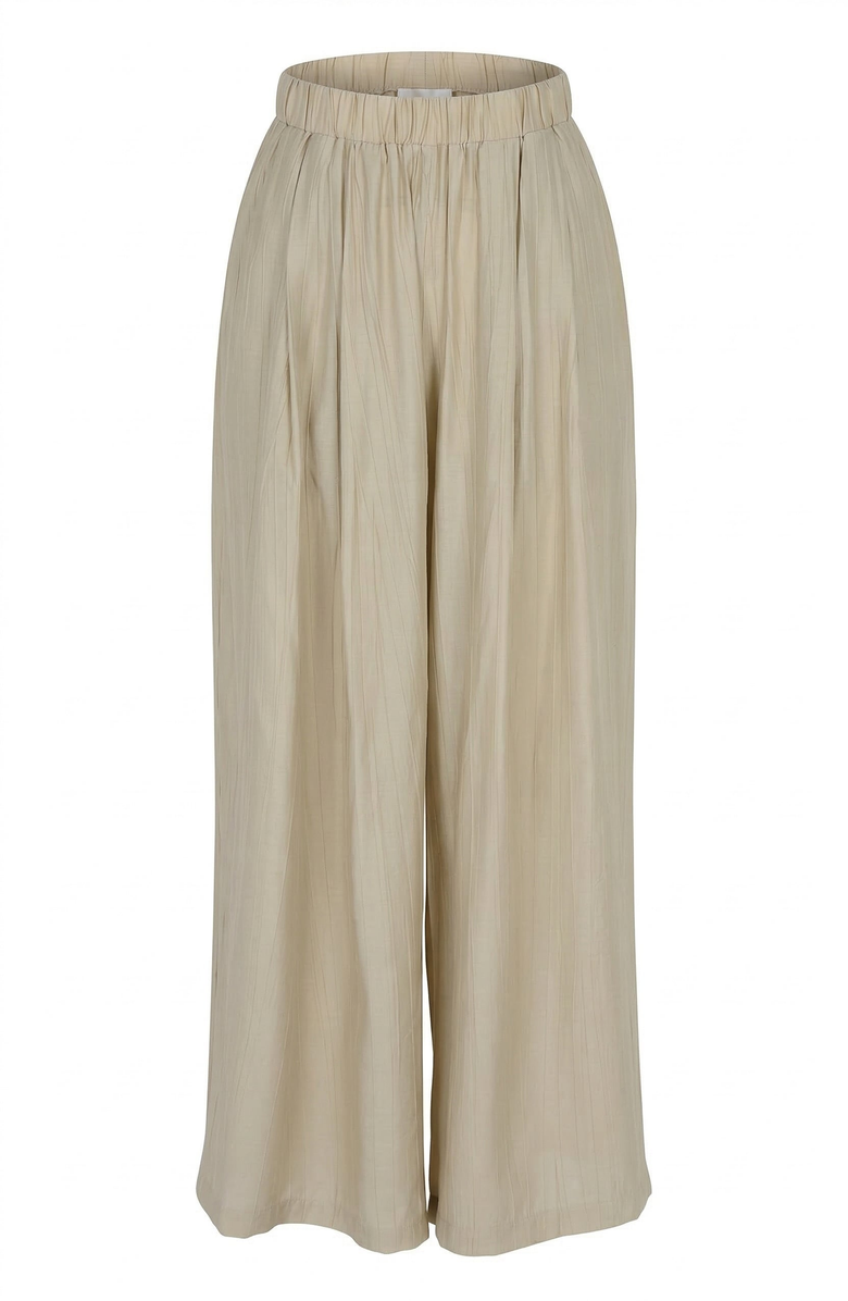 Modenaire Elastic Waist Flowing Wide Leg Pants, Alternate, color, Beige