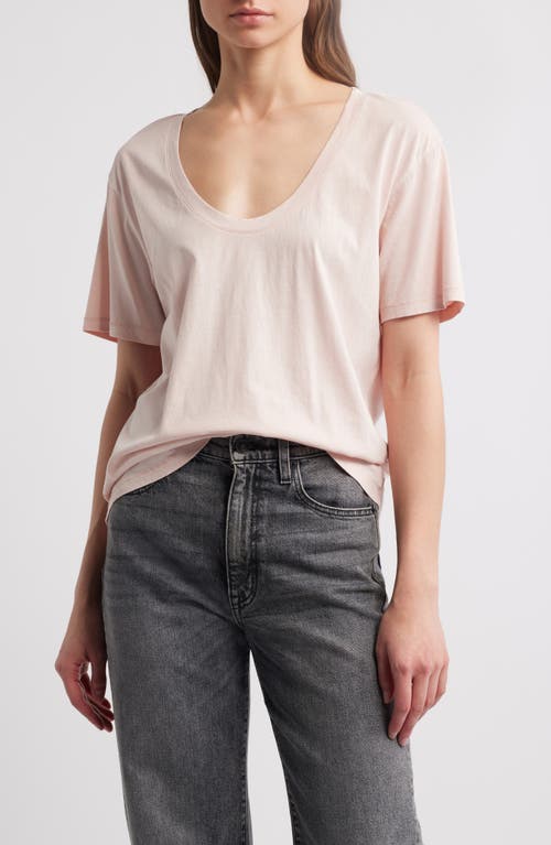 Treasure & Bond Relaxed Scoop Neck Cotton T-Shirt in Pink Peach 