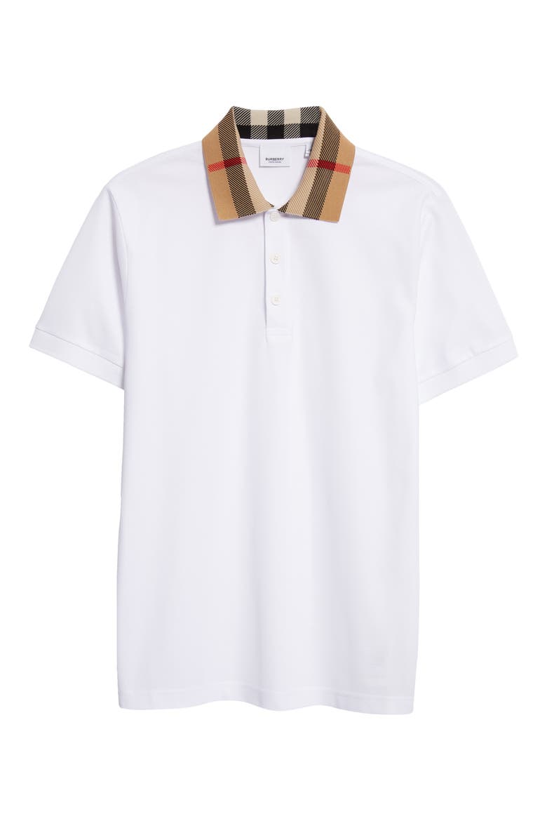 Cody Check Collar Cotton Piqué Polo, Alternate, color, WHITE