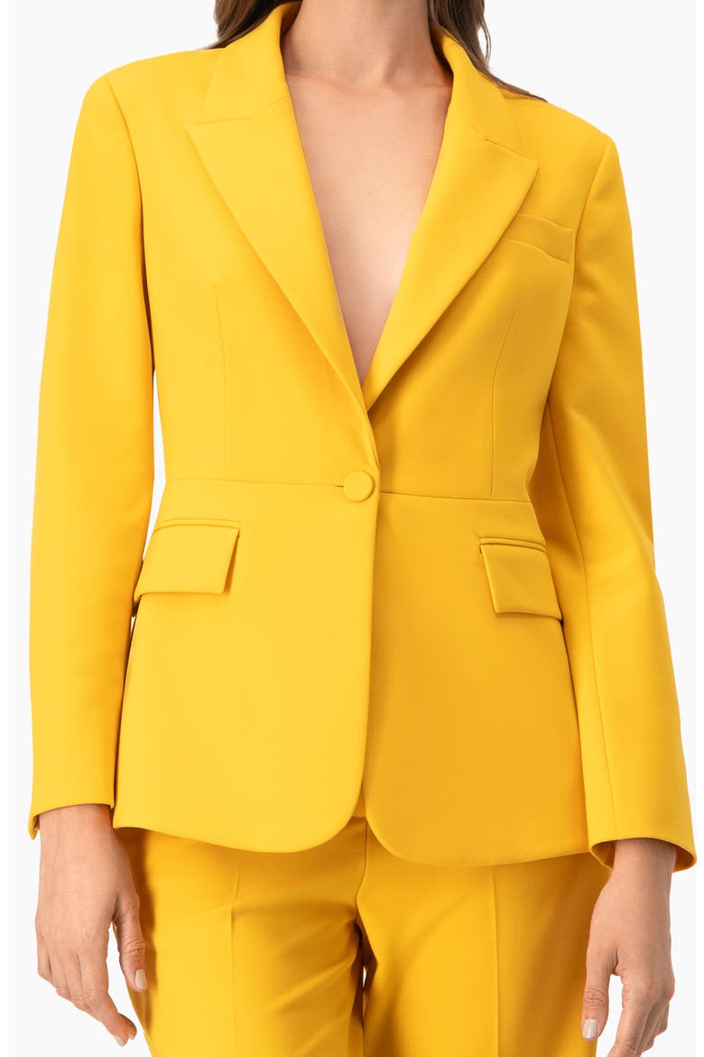 Tailored Blazer with Flap Pockets, Alternate, color, Yellow