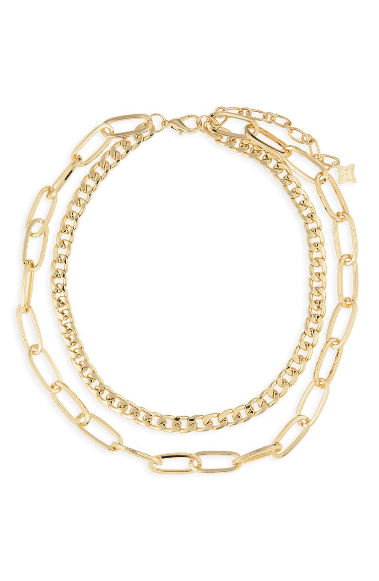 Panacea Double Layer Chain Link Necklace, Main, color, Gold