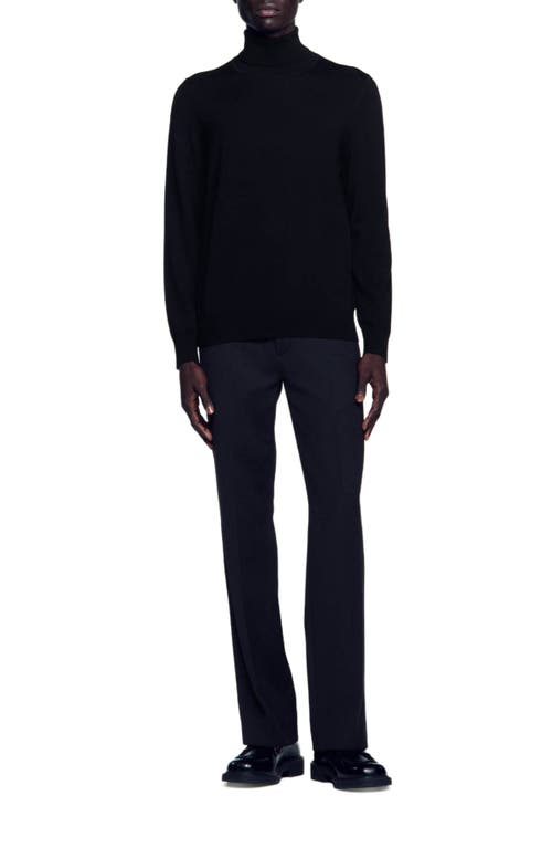 Sandro Roll Neck Wool Sweater In Black