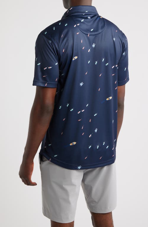 Swannies Macintyre Yacht Print Performance Golf Polo In Blue