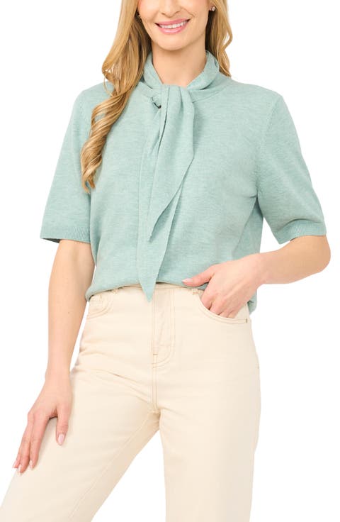 Tie Neck Short Sleeve Cardigan