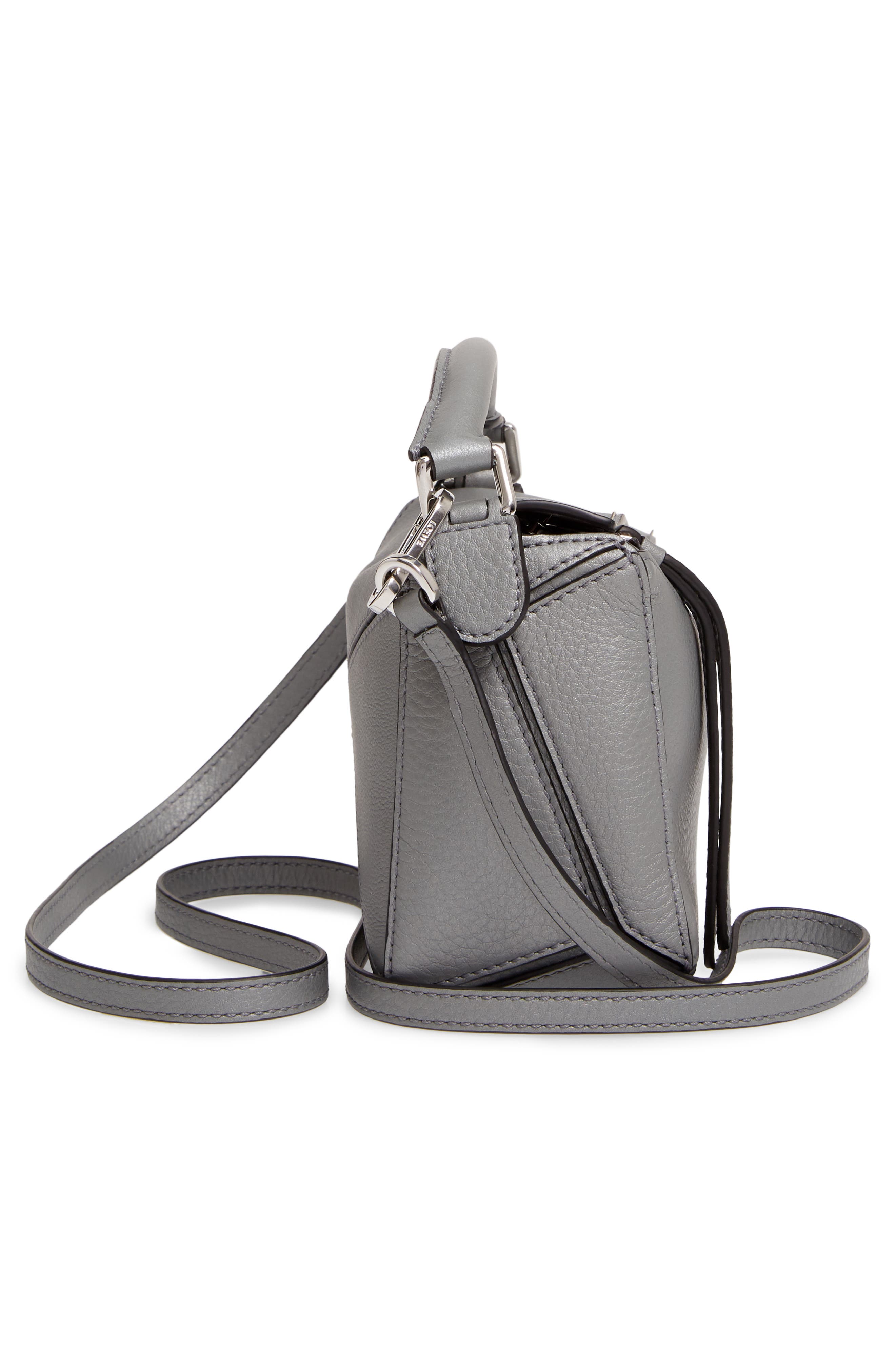 Mini Puzzle Leather Bag, Alternate, color, GUNMETAL