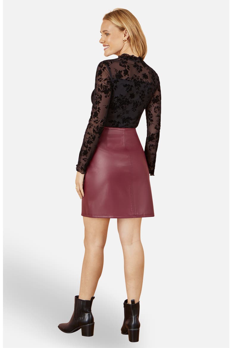 Flocked Floral Stretch Mesh Top, Alternate, color, Black