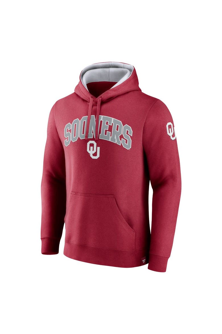 Men's Fanatics Branded Crimson Oklahoma Sooners Arch & Logo Tackle Twill Pullover Hoodie, Alternate, color, Crimson