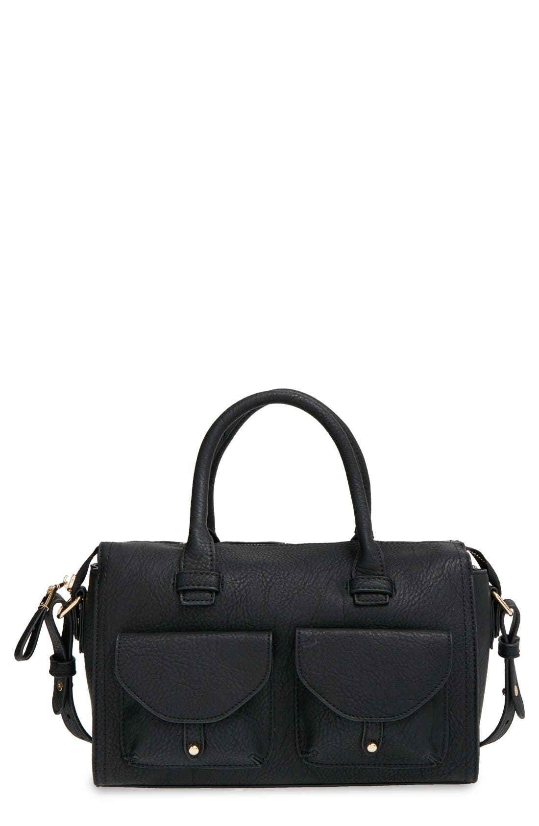 Big Buddha Faux Leather Satchel, Main, color, 