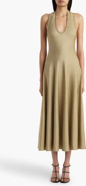 Khaite Melina Metallic Knit Halter Dress