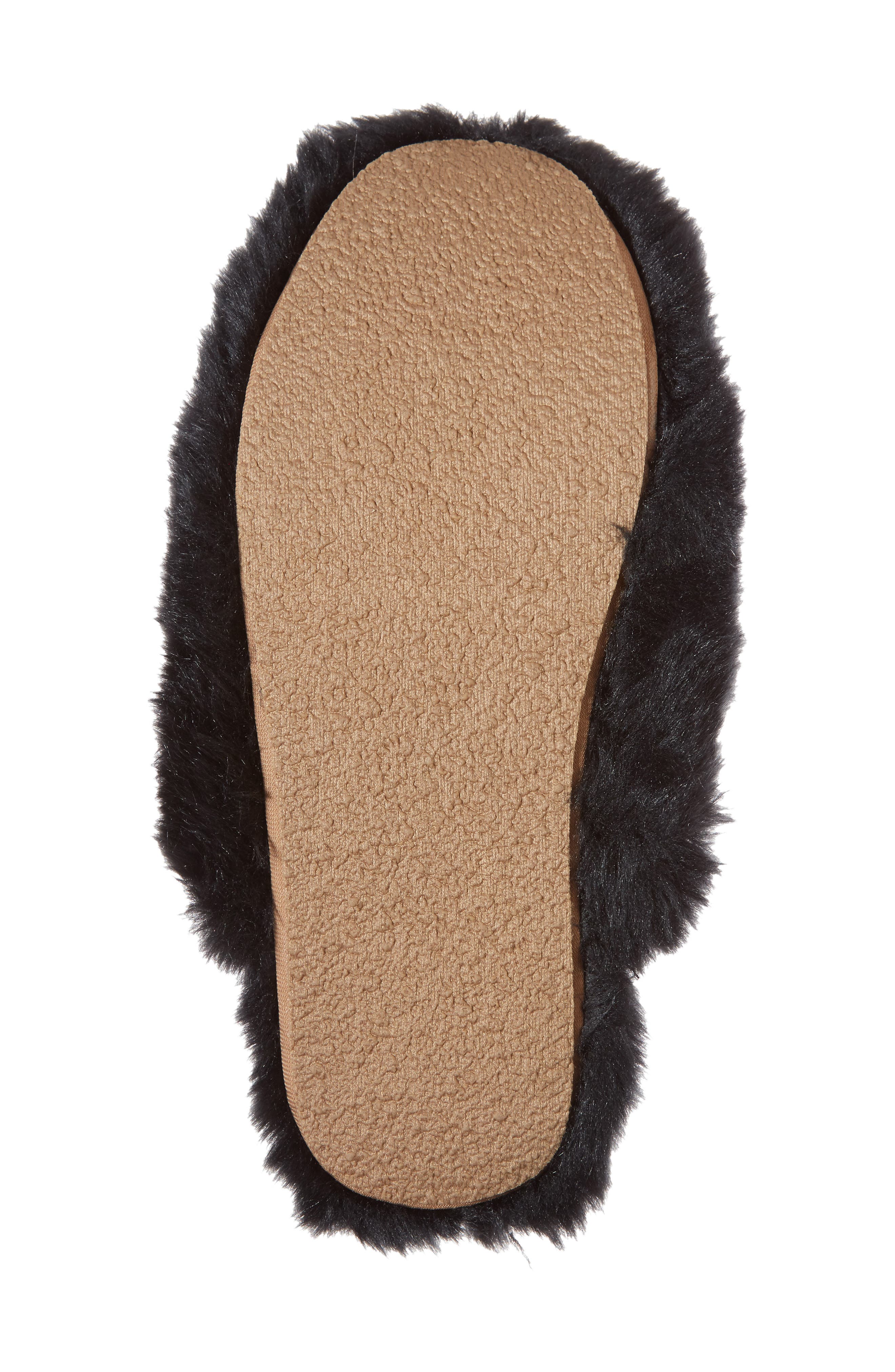 Faux Fur Slipper, Alternate, color, BLACK