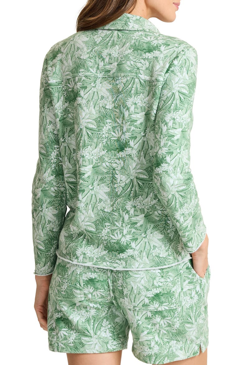 Marina Del Mar Forte Botanical Print Cotton Fleece Top, Alternate, color, GRANITE GREEN