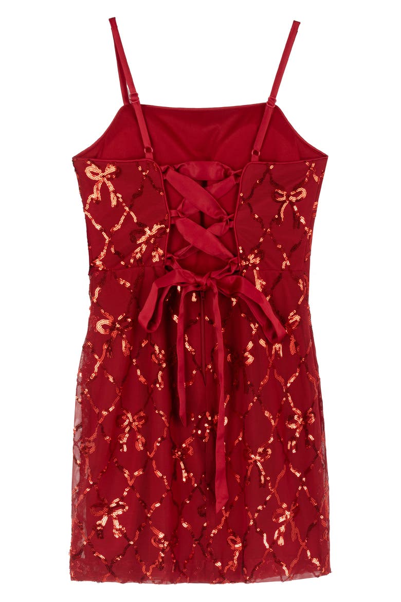 Kids' Sequin Diamond Bow Dress, Alternate, color, RED
