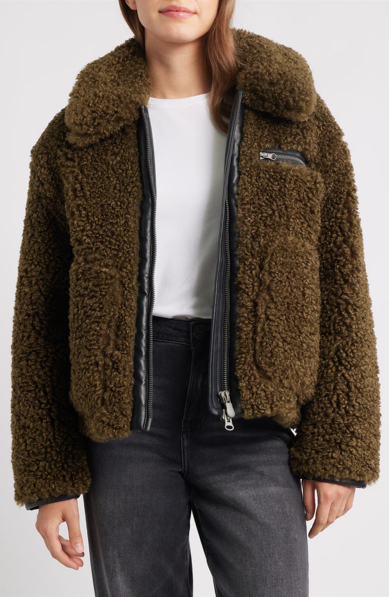Save The Duck Hester Faux Fur Jacket, Alternate, color, Bark Green