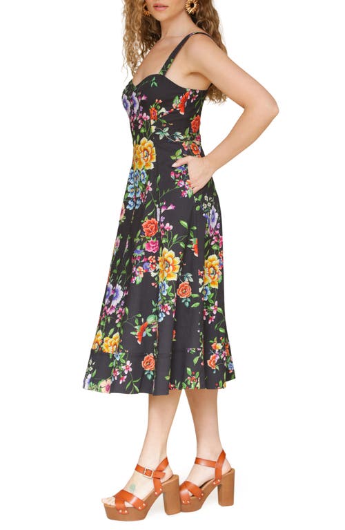 Avec Les Filles Floral Fit & Flare Dress In Multi