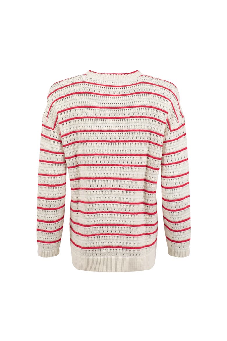 Liah Pointelle Striped Crew Neck Jumper, Alternate, color, Deep Pink
