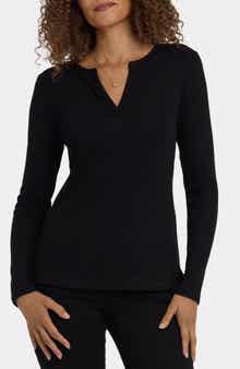 NYDJ Metallic Rib Henley Top