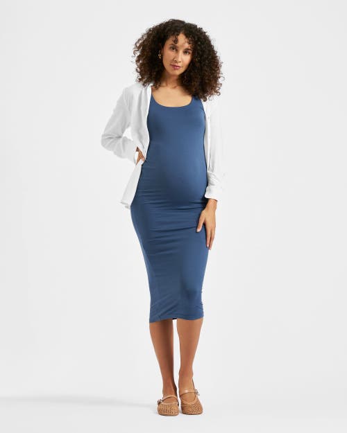 Ripe Maternity Luxe Knit Contour Dress In Blue