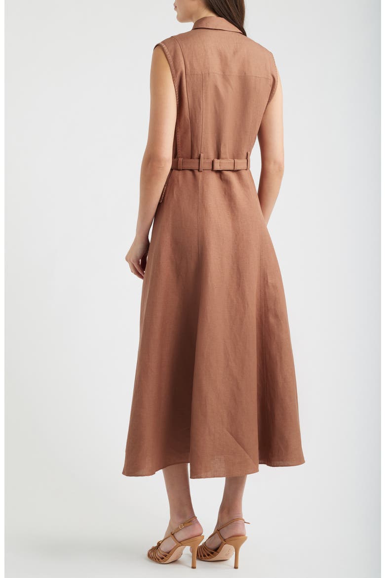 Tomi Linen Blend Maxi Shirtdress, Alternate, color, CACAO