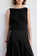 MANGO Satin Draped Back Top